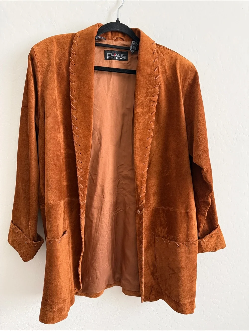Chaus Women's Suede leather Blazer in Rust Brown Sz L